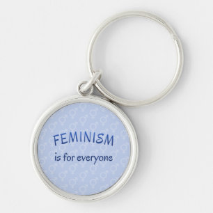 Feminism slogan blue patterned keychain