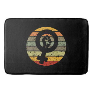 Feminism Symbol Design Retro Vintage, 70s 80s 90s Bath Mat