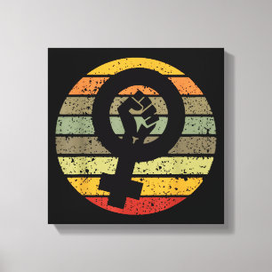 Feminism Symbol Design Retro Vintage, 70s 80s 90s  Canvas Print