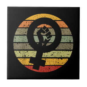 Feminism Symbol Design Retro Vintage 70s 80s 90s F Tile