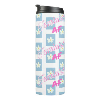 Feminist AF - fun flowery water bottle