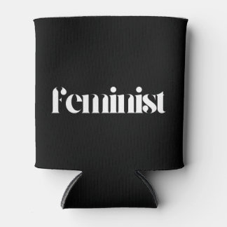 Feminist Can Cooler - Minimalist Black and White 