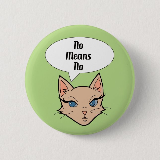 Feminist Cat Cartoon Illustration 2 Inch Round Button (Front)