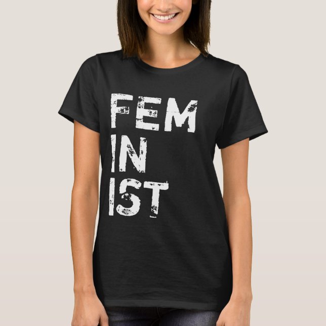"Feminist" Distressed White Text T-Shirt (Front)