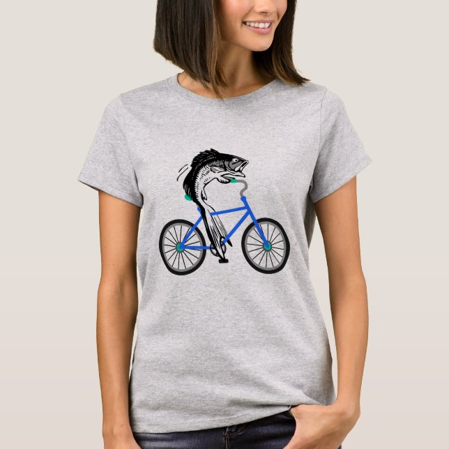 Feminist Fish Riding a Bicycle (without quote) T-Shirt (Front)