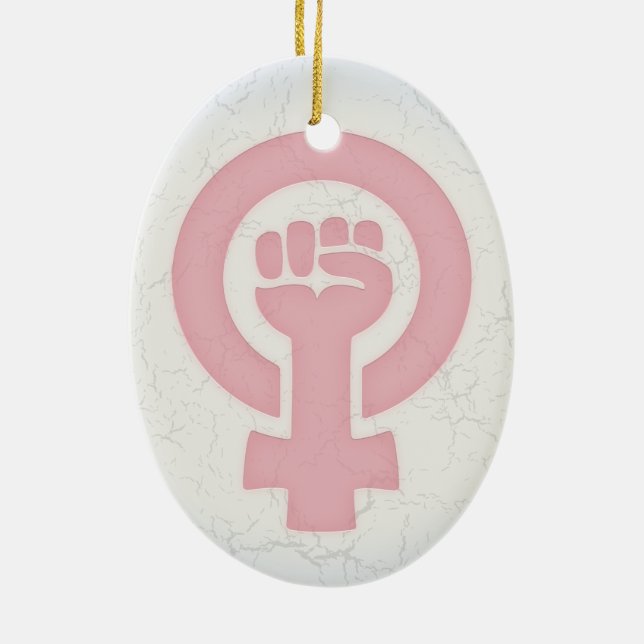 Feminist Fist Ceramic Ornament (Back)