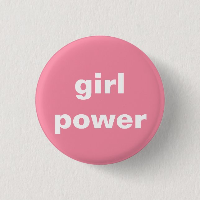 feminist girl power round button (Front)