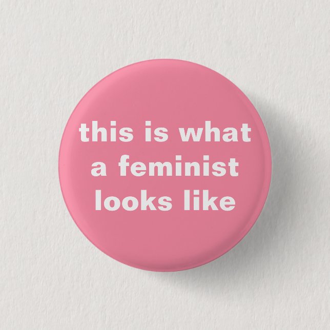 feminist girl power round button (Front)