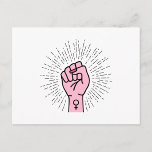 Feminist hand with female symbol postcard