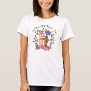 Feminist Hands Holding Flowers Women's Day T-Shirt