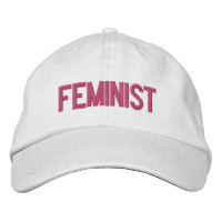 Feminist hot pink white modern embroidered