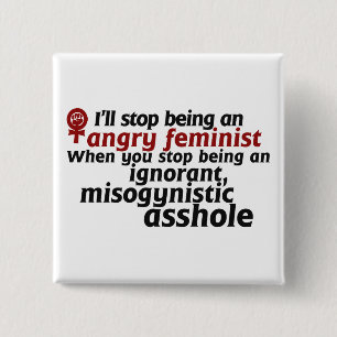 Feminist humour 2 inch square button