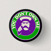 Feminist Lesley Gore badge in suffragette colors