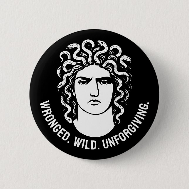 Feminist Medusa Icon 2 Inch Round Button (Front)