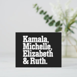 Feminist Political Kamala Michelle Elizabeth Ruth Postcard