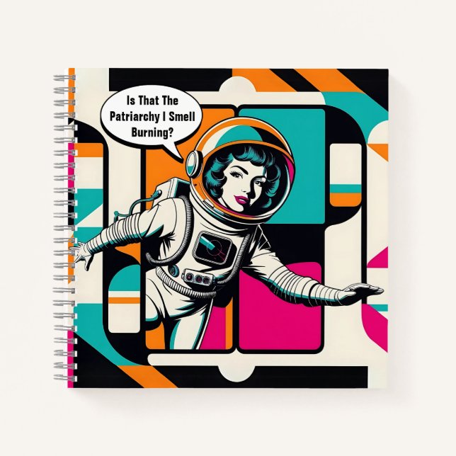 Feminist Pop Art Femme Astronaut Carnet Spiral (Devant)
