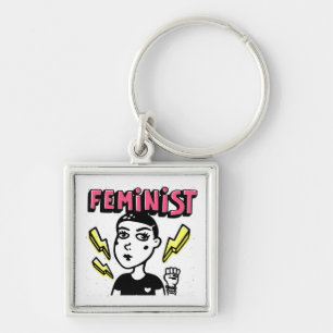 Feminist Pop Art Girl Keychain
