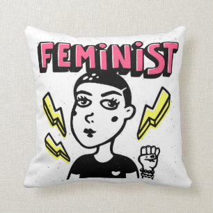 Feminist Pop Art Girl Throw Pillow