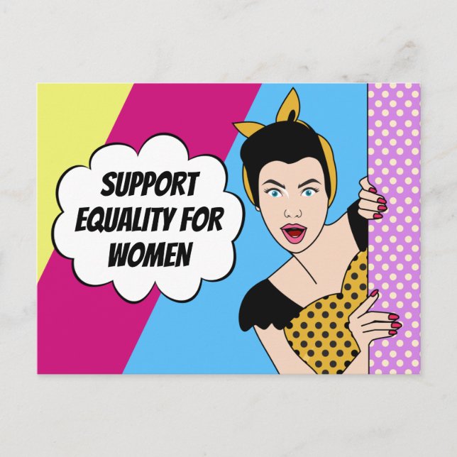 Feminist Pop Art Quote Support Equality for Women Postcard (Front)