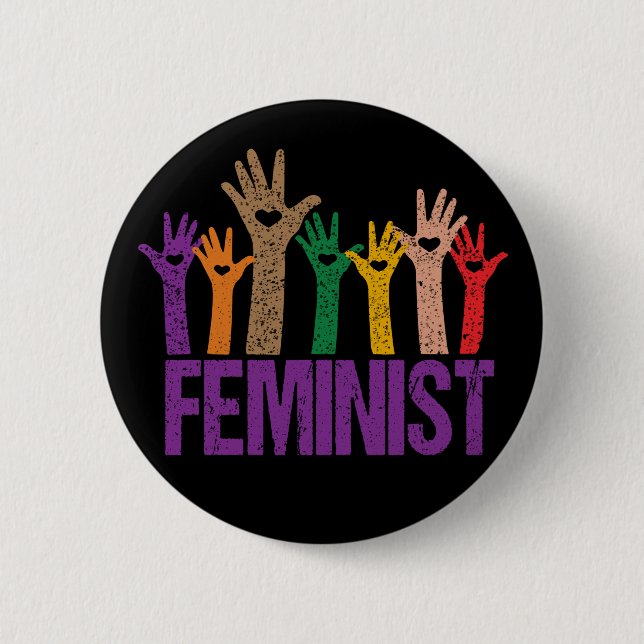 Feminist Protest Hands 2 Inch Round Button (Front)