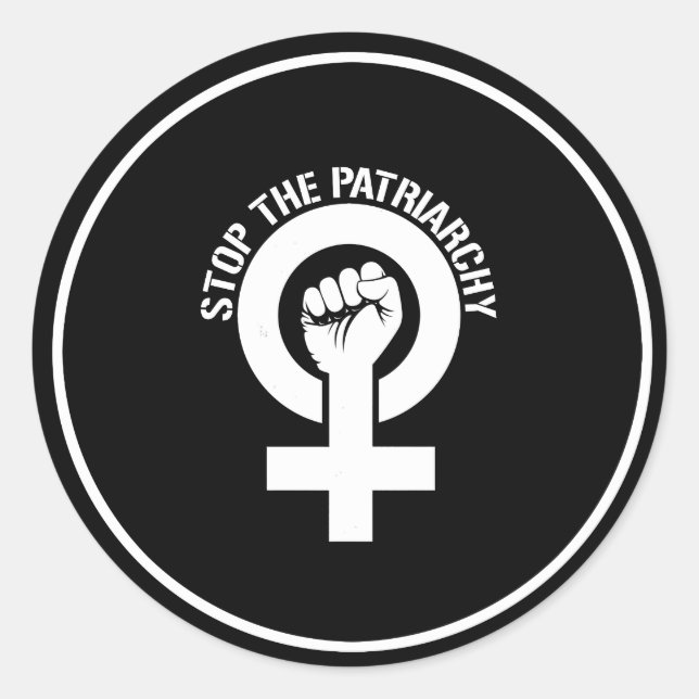 Feminist Resistance - Stop The Patriarchy --  whit Classic Round Sticker (Front)