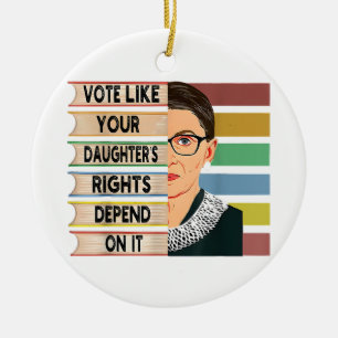 Feminist Ruth Bader Ginsburg RBG Quote Girl With B Ceramic Ornament