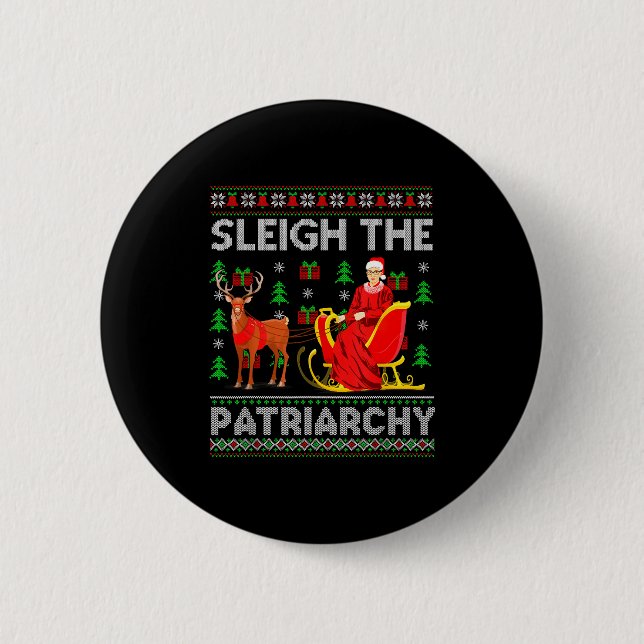 Feminist Ruth Bader Ginsburg Rbg Xmas Sleigh The P 2 Inch Round Button (Front)