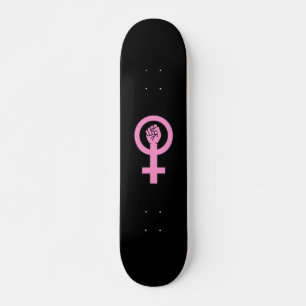 Feminist sign black skateboard