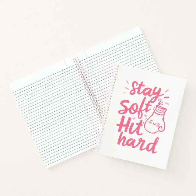 Feminist Stay Soft Hit Hard Boxing Quote Notebook (Inside)