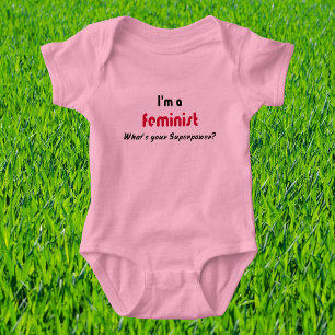 Feminist super power slogan baby bodysuit