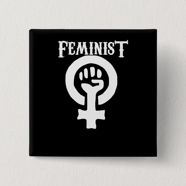 Feminist symbol 2 inch square button (Front)