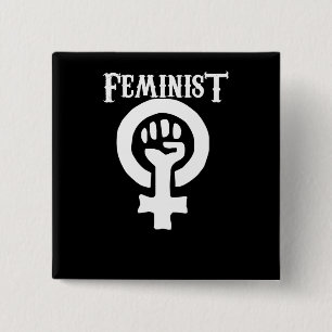 Feminist symbol 2 inch square button