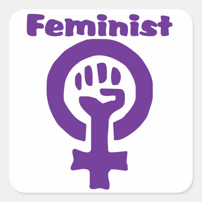 Feminist Symbol in Purple Square Sticker (Front)