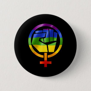 Feminist Symbol Lgbt Resist Pride Fist Rainbow Fla 2 Inch Round Button