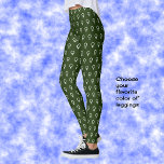 Feminist symbol pattern dark green leggings<br><div class="desc">These leggings are a dark green colour,  with a repeating pattern in bright white. The pattern derives from the symbol for venus,  a subtle statement in support of women. This would make a lovely gift for christmas or birthday.</div>