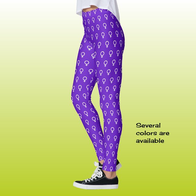 Feminist symbol pattern modern purple leggings (Creator Uploaded)