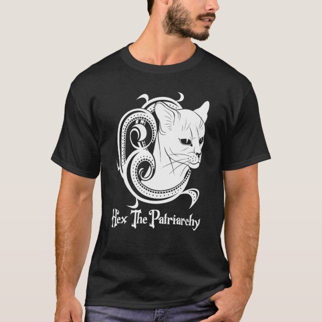 Feminist Witch Black Cat Hex The Patriarchy T-Shirt (Front)