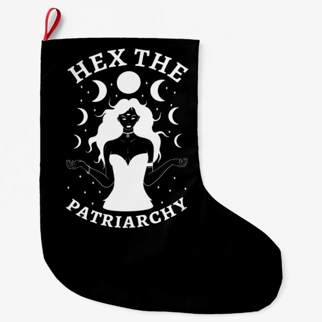 Feminist Witch - Hex The Patriarchy II Large Christmas Stocking (Front)