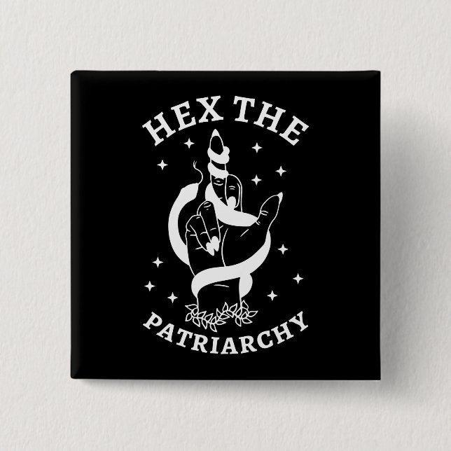 Feminist Witch - Hex The Patriarchy III 2 Inch Square Button (Front)
