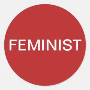 Feministe, texte blanc en gras sur les autocollant