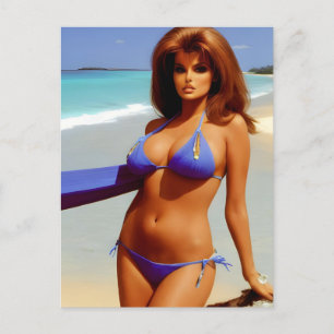 Femme à la carte postale de plage