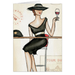 Femme à la mode et verre de vin