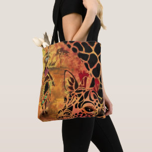 Femme africaine et Sac fourre-tout de girafe