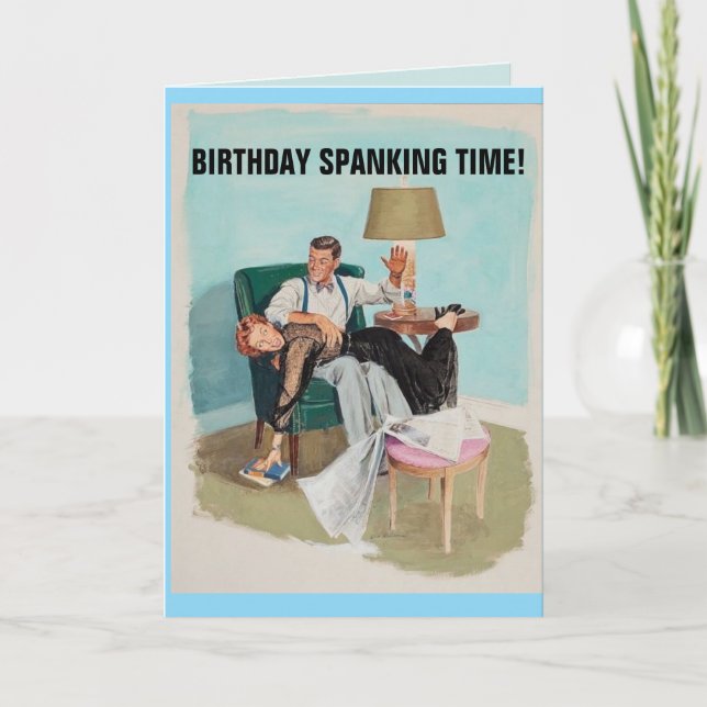 FEMME ANNIVERSAIRE DE SPANKING RETRO CARTE DE REME (Devant)