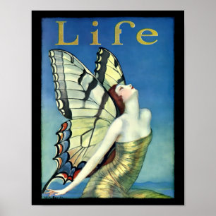 Femme Art Déco vintage Avec Ailes Papillon