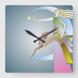 Femme Art Déco vintage avec horloge murale de chie