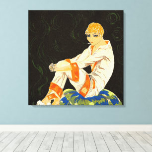 Femme Art déco vintage, Fumer par S. Chompre