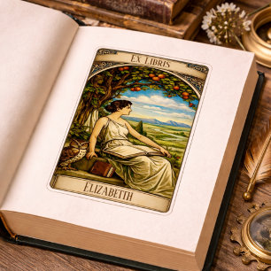 Femme Art Nouveau lisant sous un arbre de style vi
