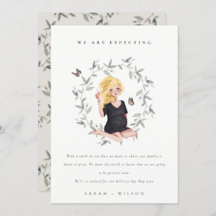 Femme attentive Mignonne Foliage Bébé Faire-part