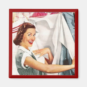 FEMME AU FOYER HEUREUSE SUR AIMANT DE JOUR DE